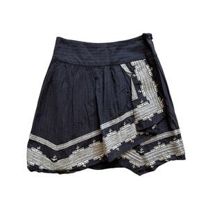 Holding Horses Blue White Embroidered Skirt Size 4